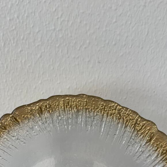 Artistic Accents Turkish Frosted Glass Appetizer Plates 8" Gold Border Set of 4 - Picture 3 of 13